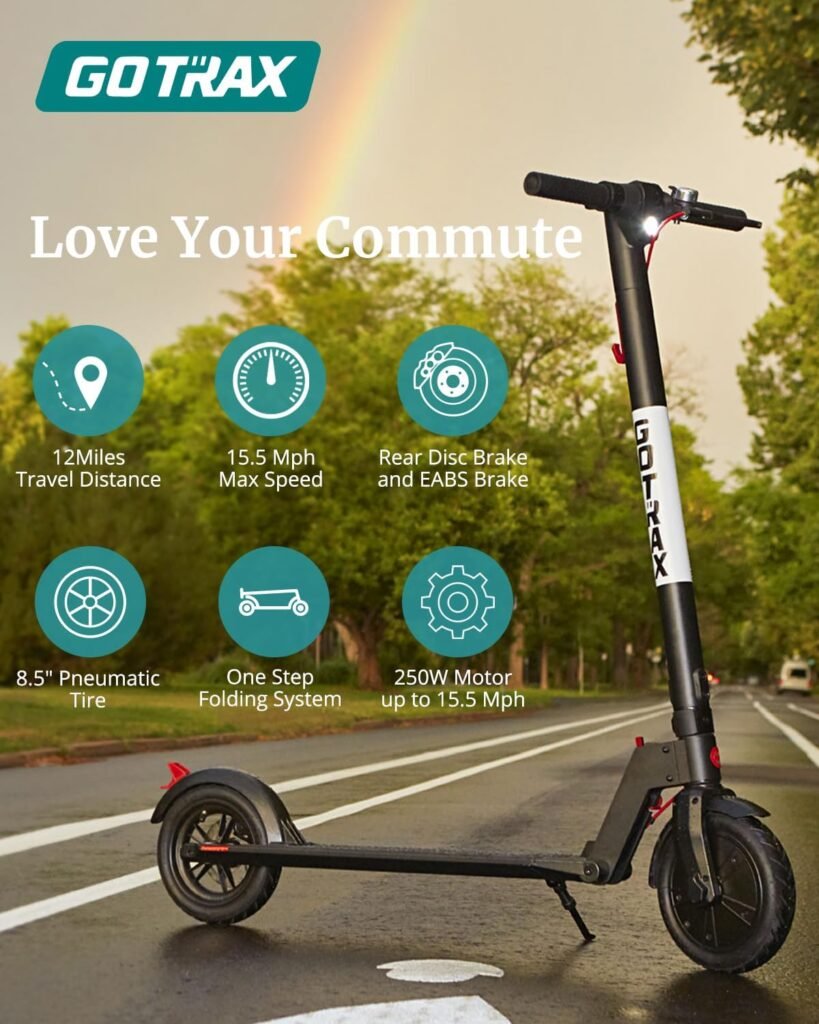 Gotrax GXL V2 Seris Electric Scooter, 8.5/10 Pneumatic Tire, Max 12/20mile Range, 15.5mph Power by 250W/350W Moter, All Aluminum Body,Digital Display and Cruise Control Foldable Escooter for Adult
