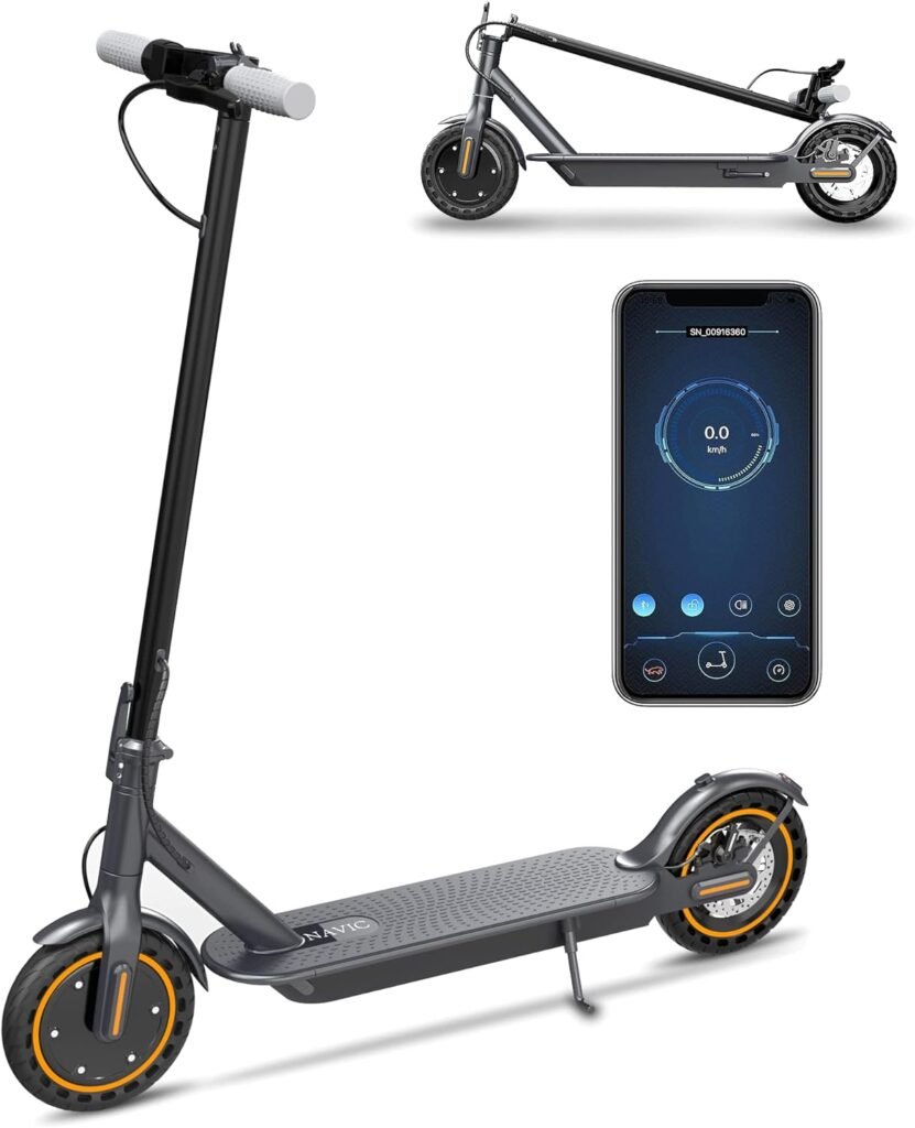NAVIC Electric Scooter, Basic/Dual Suspension and Turn Signals, Up to 19/21 Miles Range, 19Mph Top Speed, 8.5 Solid Tires, Folding Commuting Scooter, Dual Braking System and App Control