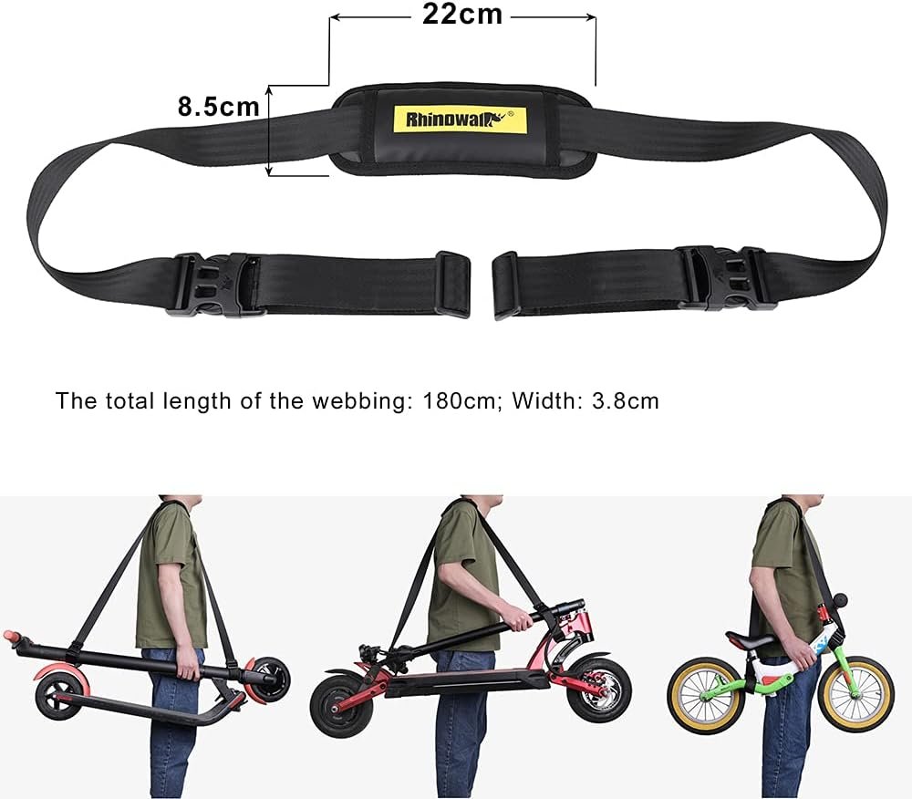 Rhinowalk Scooter Shoulder Strap Adjustable Kick Scooter Carrying Strap with Shoulder Pad for Electric Scooter Foldable Bicycle Kids Bikes