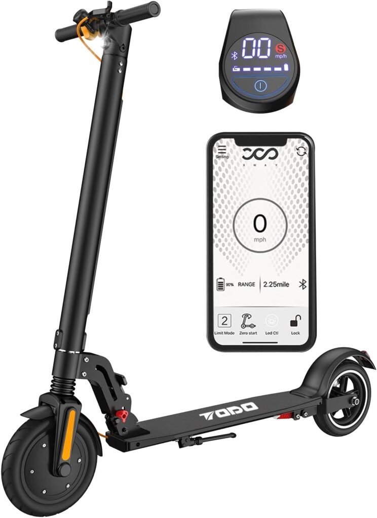 Electric Scooter,TODO Foldable Electric Scooter for Adults, Max 15MPH,8.5 /6.5 Solid Tires,Range 8-16Miles 250W/350W Powerful E-Scooter with Dual Brakes, Smart APPDual Brake System (Black)
