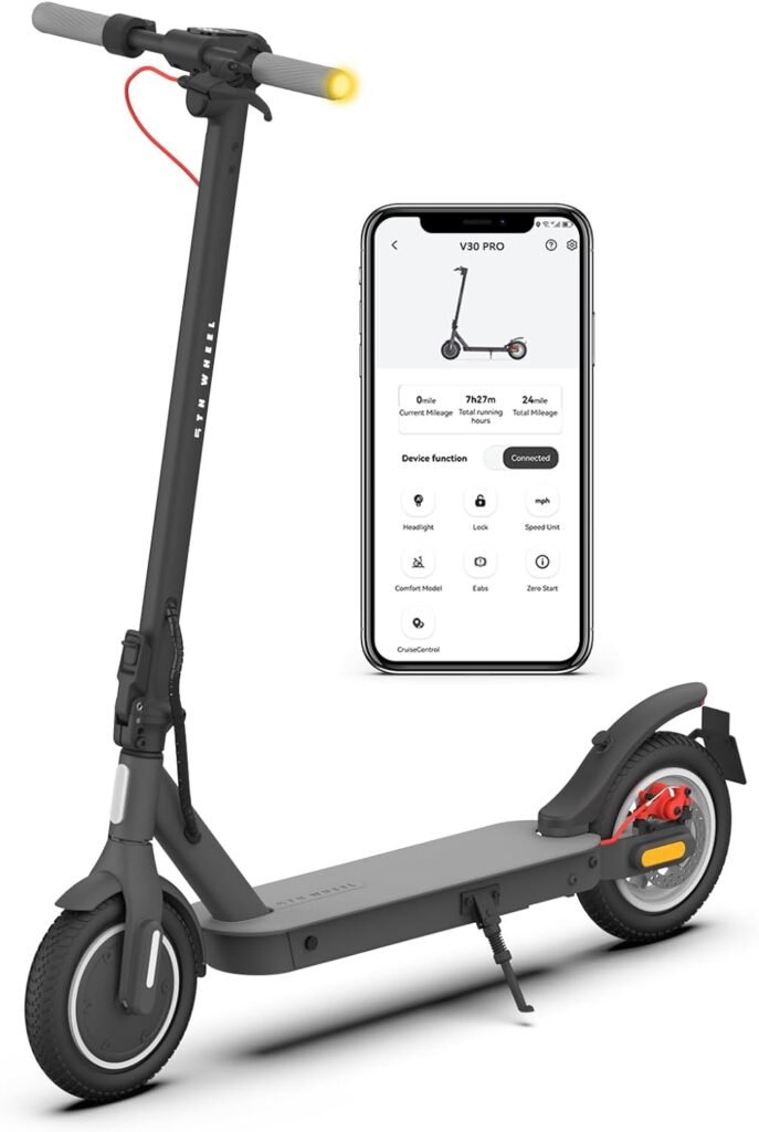 V30PRO Electric Scooter with Turn Signals - 19.9 Miles Range  18 MPH, 350W Motor, 10 Inner-Support Tires, Dual Braking System and Cruise Control, Foldable Electric Scooter for Adults