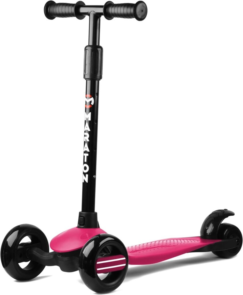 Baby Star Kick Scooter for Kids Ages 2-5, 3-5, 5-7, Adjustable Height, 3-Wheel, Soft LED Wheels. Safe, Quiet, Lightweight, Durable, Foldable. Premium Quality
