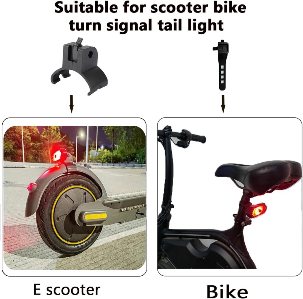 E Scooter Turn Signal,Remote Control Electric Scooter LED Blinker/Tail Light Compatible with Max G30/Ninebot/Segway XIAOMI M365/Pro2/1S Series , Adjustable Direction Scooter Turn Signal Rechargeable