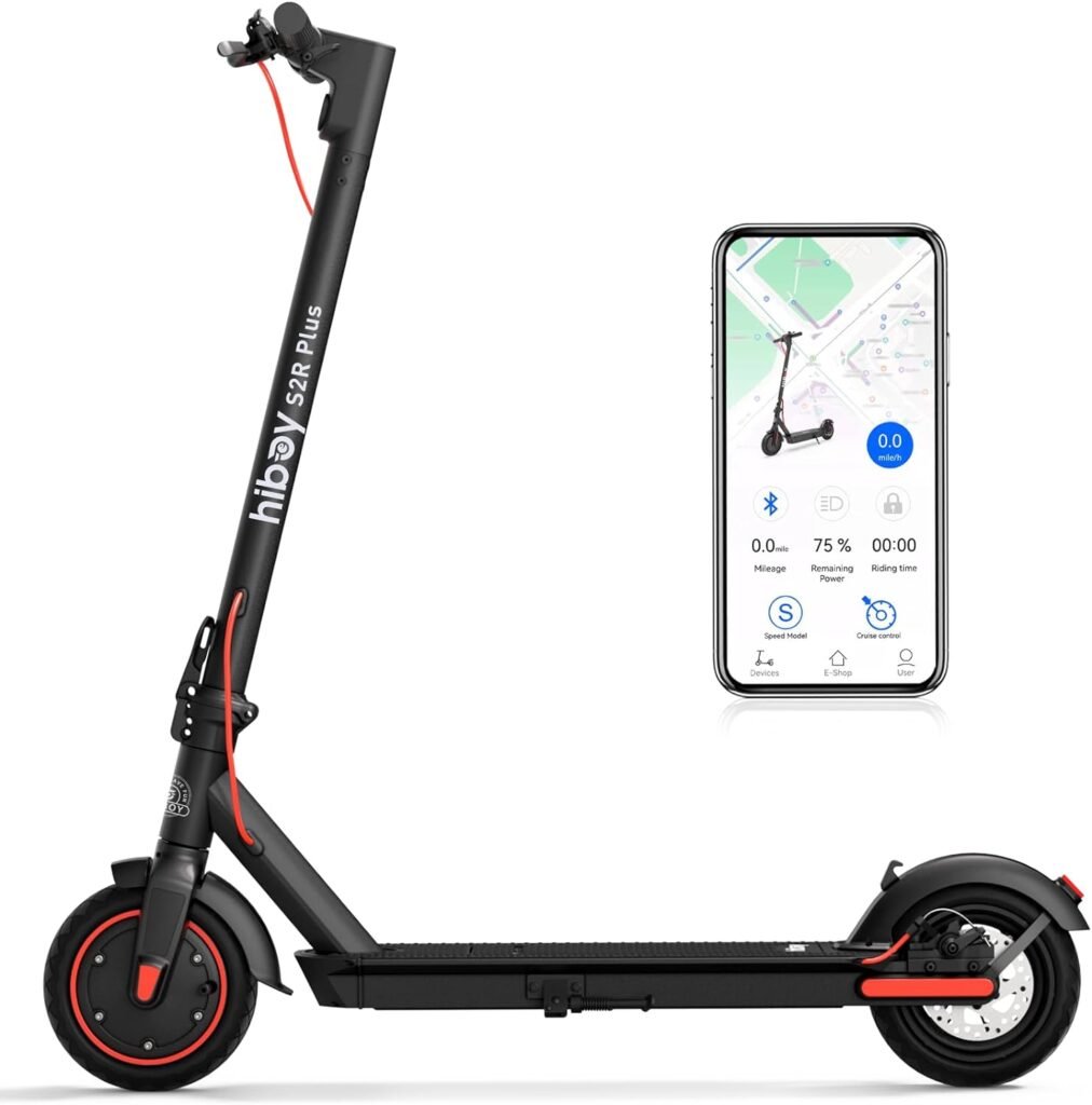 Hiboy S2/S2R Plus Electric Scooter, 8.5/9 Tires, Up to 17/22 Miles Range, 350W Motor  19 MPH Portable Folding Commuting Electric Scooter for Adults with Double Braking System and App