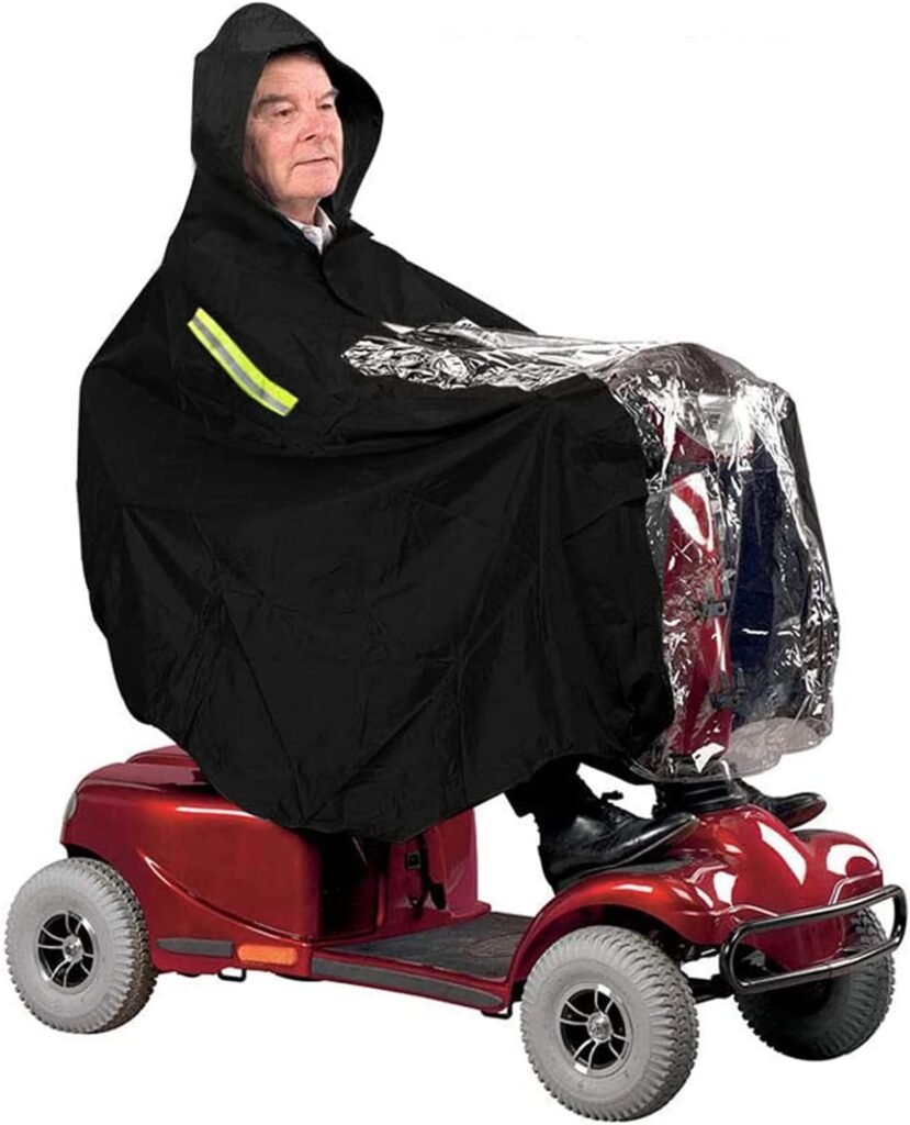 Mobility Scooter Rain Cover Waterproof Material Protect You and Your Scooter from Rain Snow Sleet and Sun