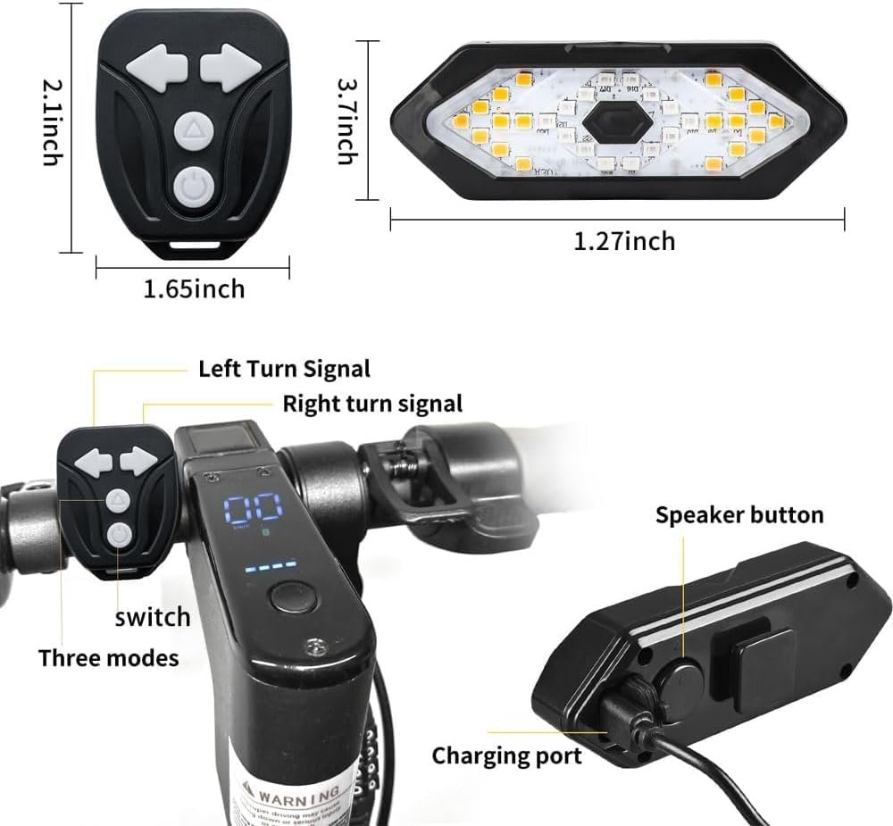 E Scooter Turn Signal,Remote Control Electric Scooter LED Blinker/Tail Light Compatible with Max G30/Ninebot/Segway XIAOMI M365/Pro2/1S Series , Adjustable Direction Scooter Turn Signal Rechargeable