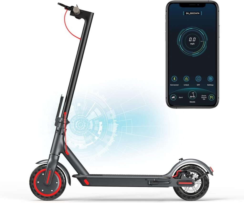 Electric Scooter with Quadruple Shock Absorption, 19/27 Miles Range, 8.5/10 Pneumatic Tire, 350W/500W Motor, Max 21MPH Speed, All Aluminum Body Folding Commuting Electric Scooter Adults