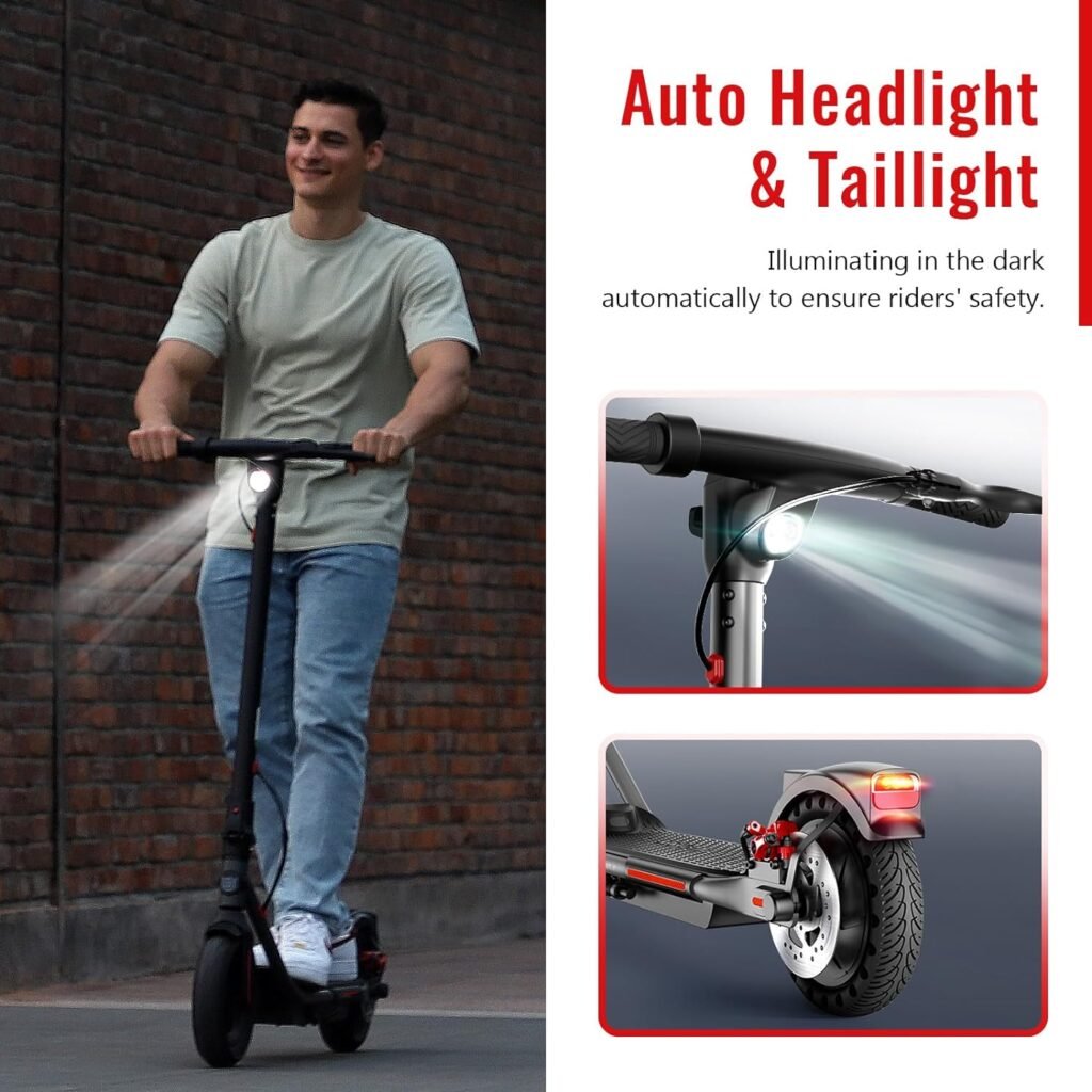 SISIGAD Electric Scooter Adults Peak 500W Motor,8.5 Solid Tires,15 Miles Long Range Scooter Electric for Adults,19Mph Speed Foldable E-Scooter for Commuting with Double Braking System