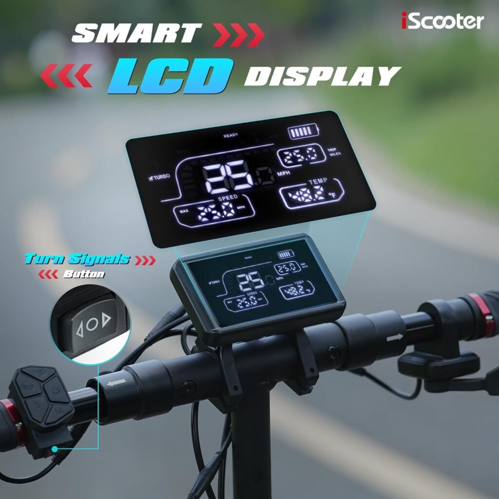 iScooter Electric Scooter Adults, 10 Off Road Pneumatic Tires, 800W Motor E-Scooter Up to 25 Miles Range, 25MPH Top Speed, Adjustable Handlebar Height, Foldable Scooter with APP