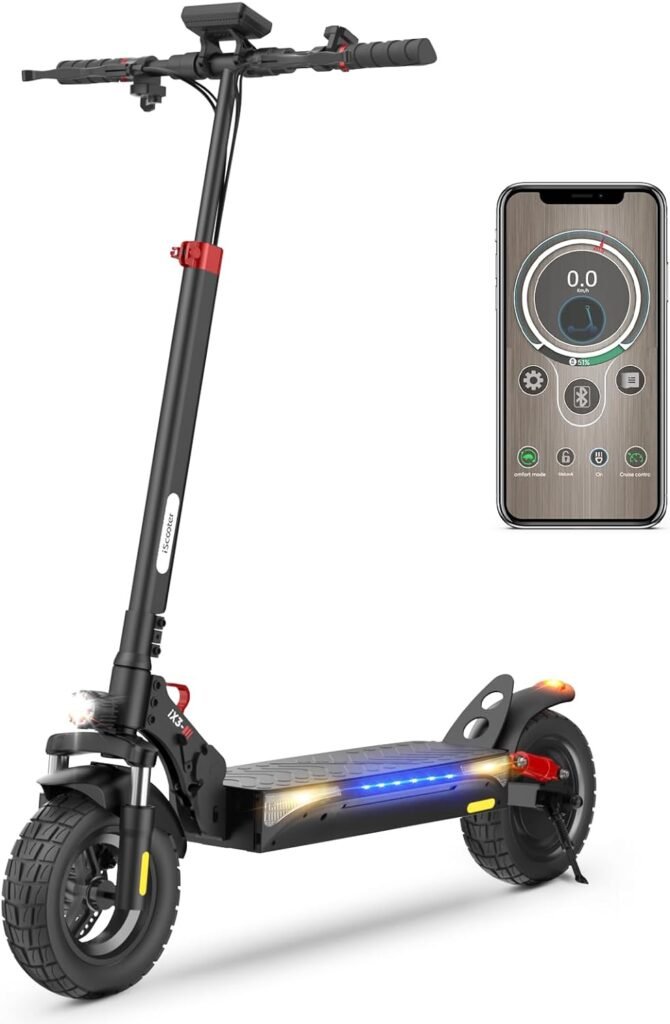 iScooter Electric Scooter Adults, 10 Off Road Pneumatic Tires, 800W Motor E-Scooter Up to 25 Miles Range, 25MPH Top Speed, Adjustable Handlebar Height, Foldable Scooter with APP