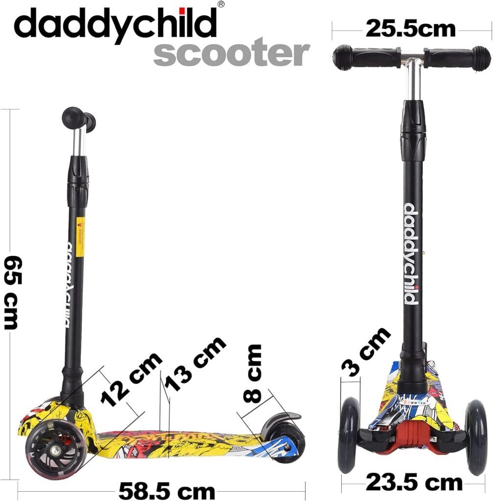 Scooters for Kids 3 Wheel Kick Scooter for Toddlers Girls  Boys, 4 Adjustable Height, Lean to Steer, Extra-Wide Deck, Light Up Wheels for Children from 3 to 14 Years Old