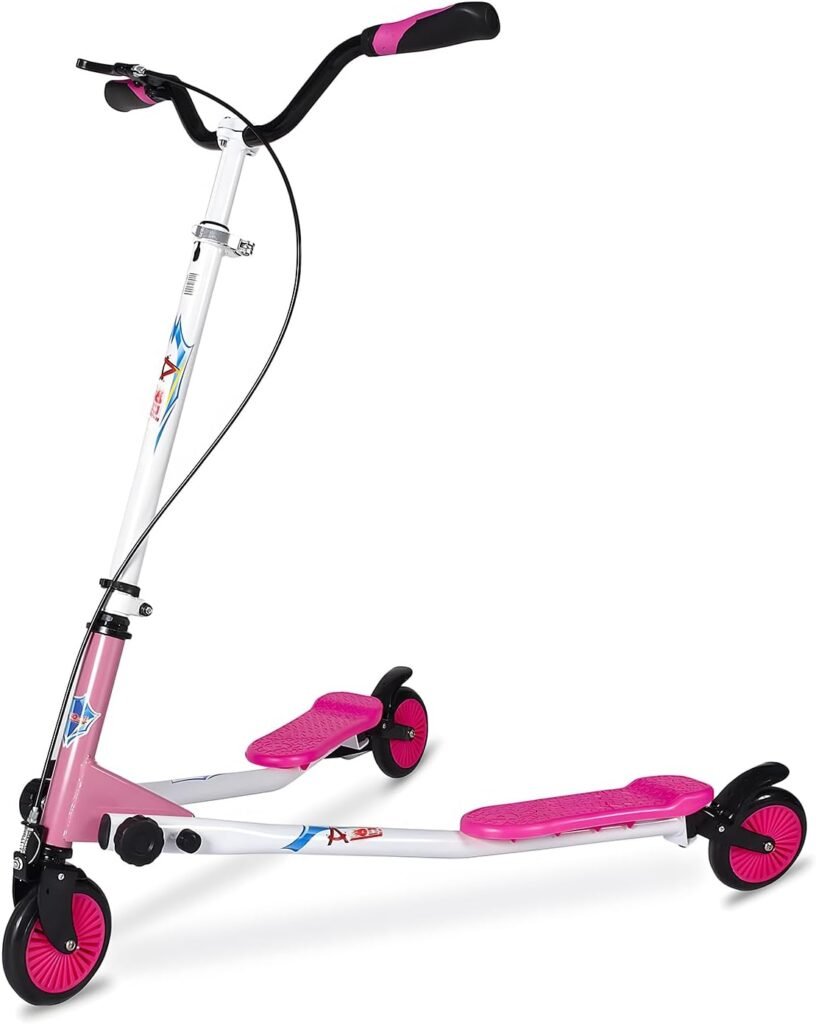 Swing Wiggle Scooter, 3 Wheels Drifting Scooter with Adjustable Height/Folding Kick Scooter for Kids/Woman/Men Age 6+ Years Old