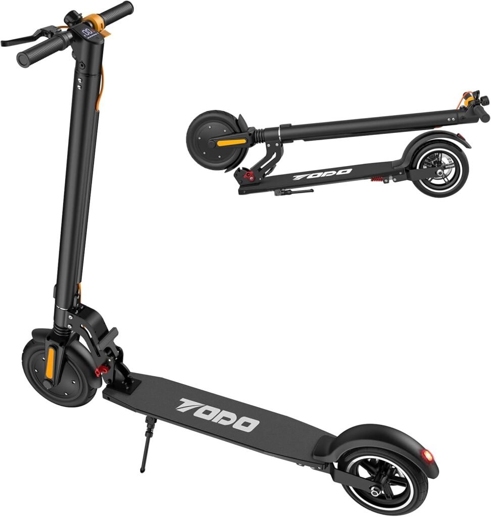 Electric Scooter,TODO Foldable Electric Scooter for Adults, Max 15MPH,8.5 Solid Tires,Range12-19Mile 400W(Peak) Powerful E-Scooter with Dual Brakes, Smart APPDual Brake System (Black)