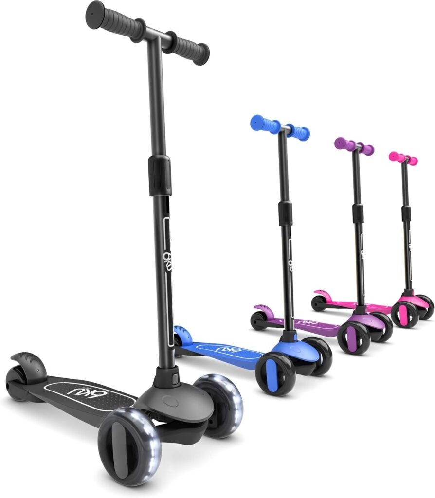 6KU Scooter for Kids Ages 3-5 with Flash Wheels, Kids Scooter 4 Adjustable Height, Toddler Scooter Extra-Wide PU LED Wheels, 3 Wheel Scooter for Kids for Girls  Boys Learn to Steer…