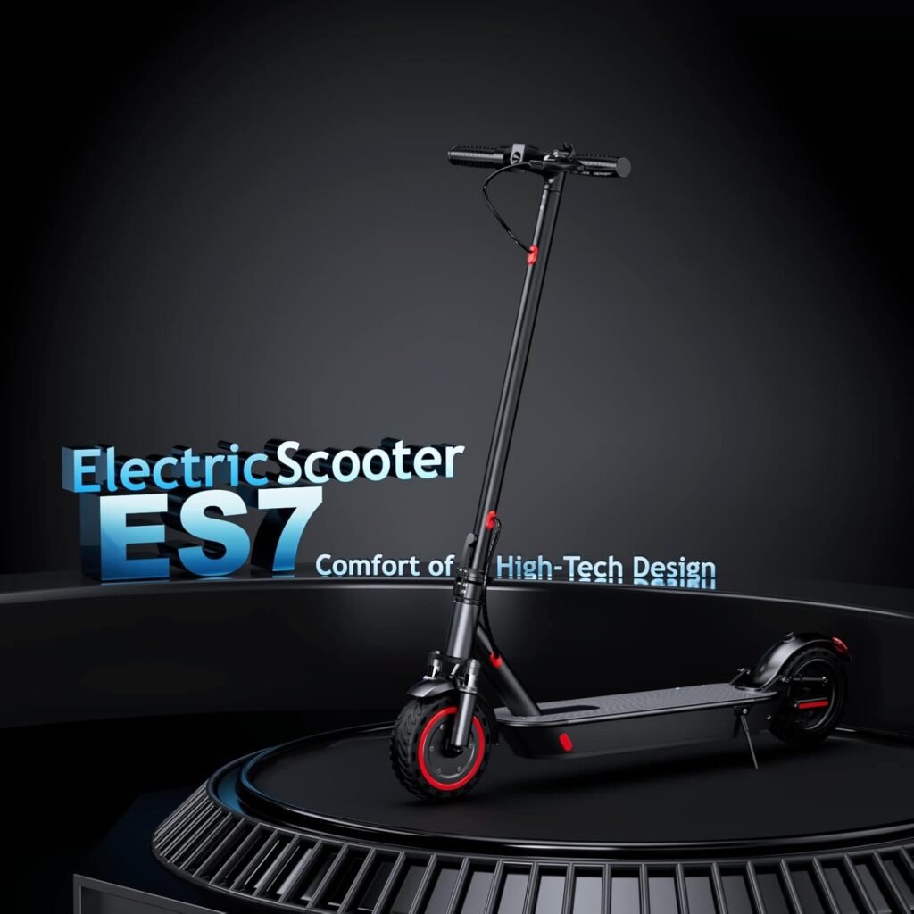 Electric Scooter - 8.5 Solid Tires, Quadruple Shock Absorption, Up to 19 Miles Long-Range, 19 Mph Top Speed, Portable Folding Commuting Scooter for Adults, Double Braking System and App